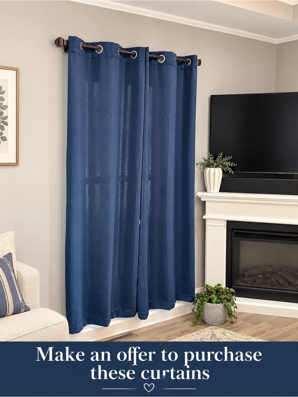 Navy Blue Curtains - 82”